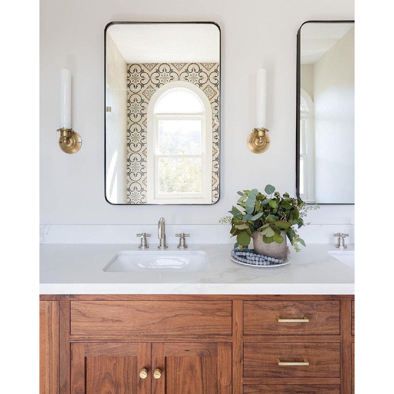 Latitude Run® Round Rectangle Bathroom Mirror Wall